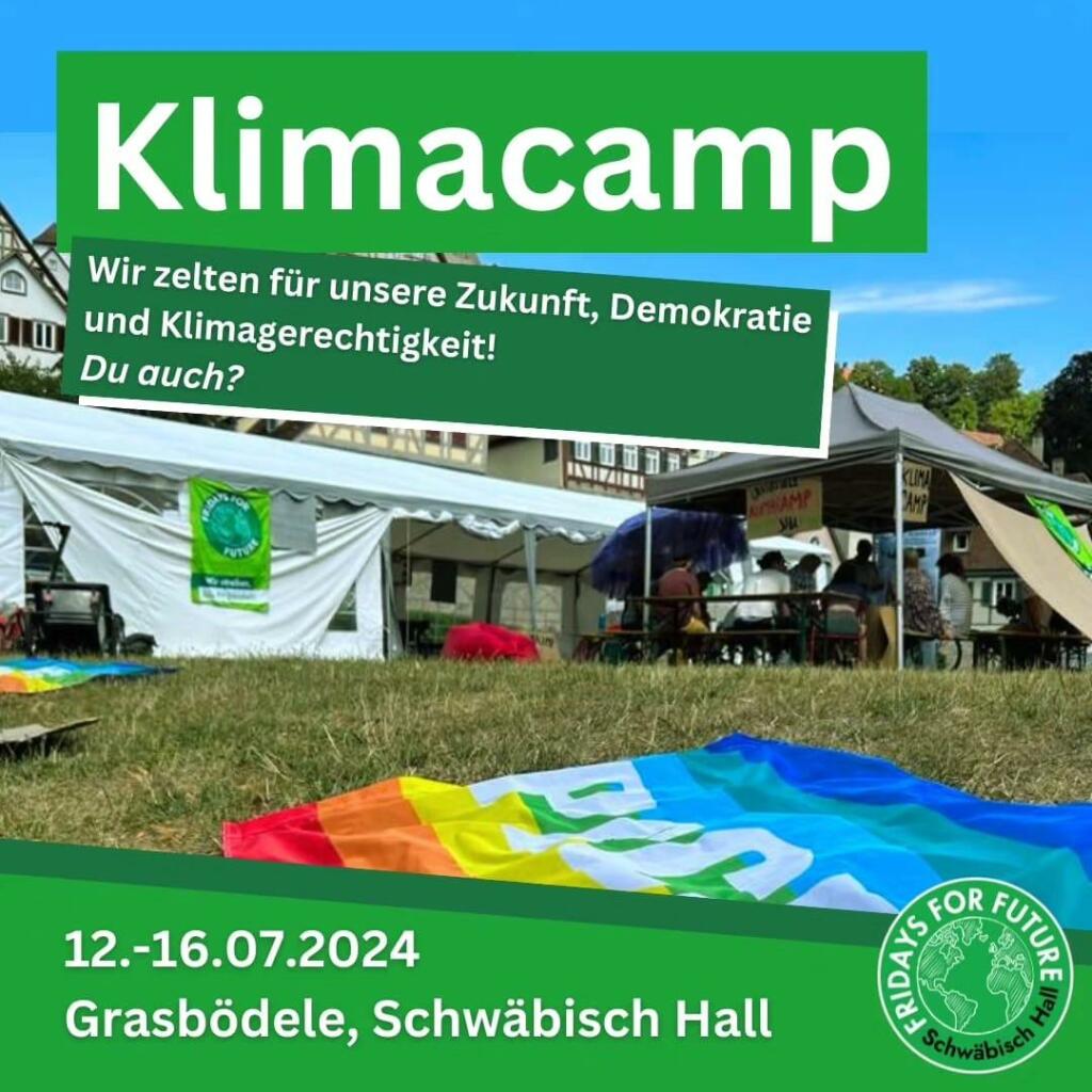 Programmkacheln des Klimacamps Schwäbisch Hall vom 12.-16. 07. 2024