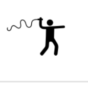 A stylized man with a whip