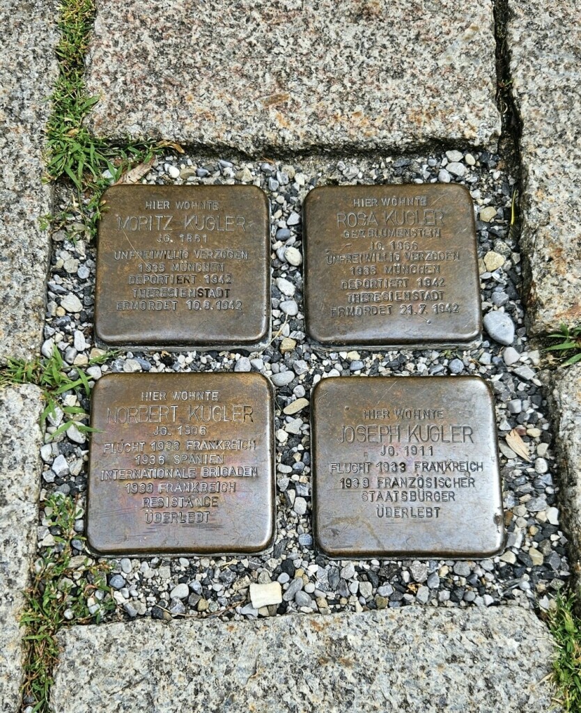 Stolpersteine für Norbert Kugler, seinen Bruder Joseph und seine Eltern.