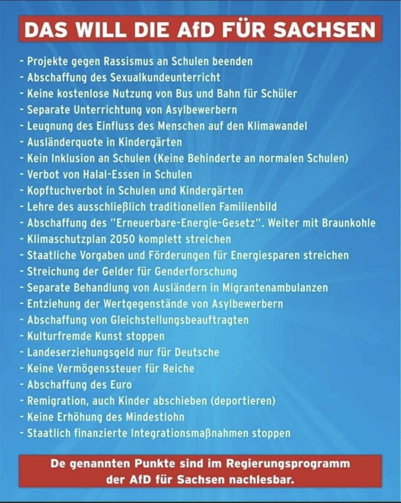 Programminhalte der AFD in Sachsen