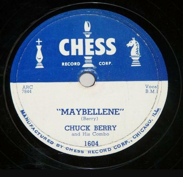 Plattenetikett 
CHESS 
RECORD CORP. 
"MAYBELLENE" 
(Berry) 
CHUCK BERRY 
and His Combo 
1604 