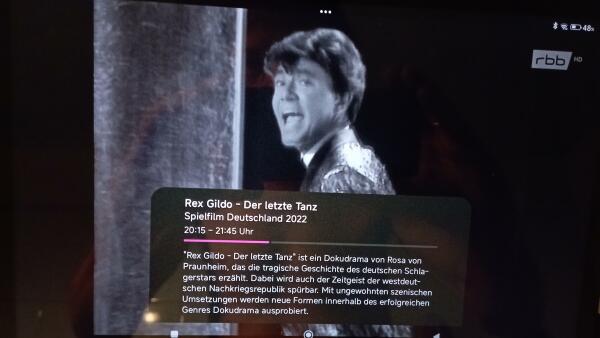 Screenshot  vom Tablet, Beschreibungstext 