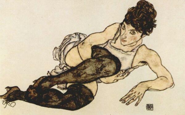 Egon Schiele: Frau mit grünen Strümpfen 
Galerie St. Etienne, New York 